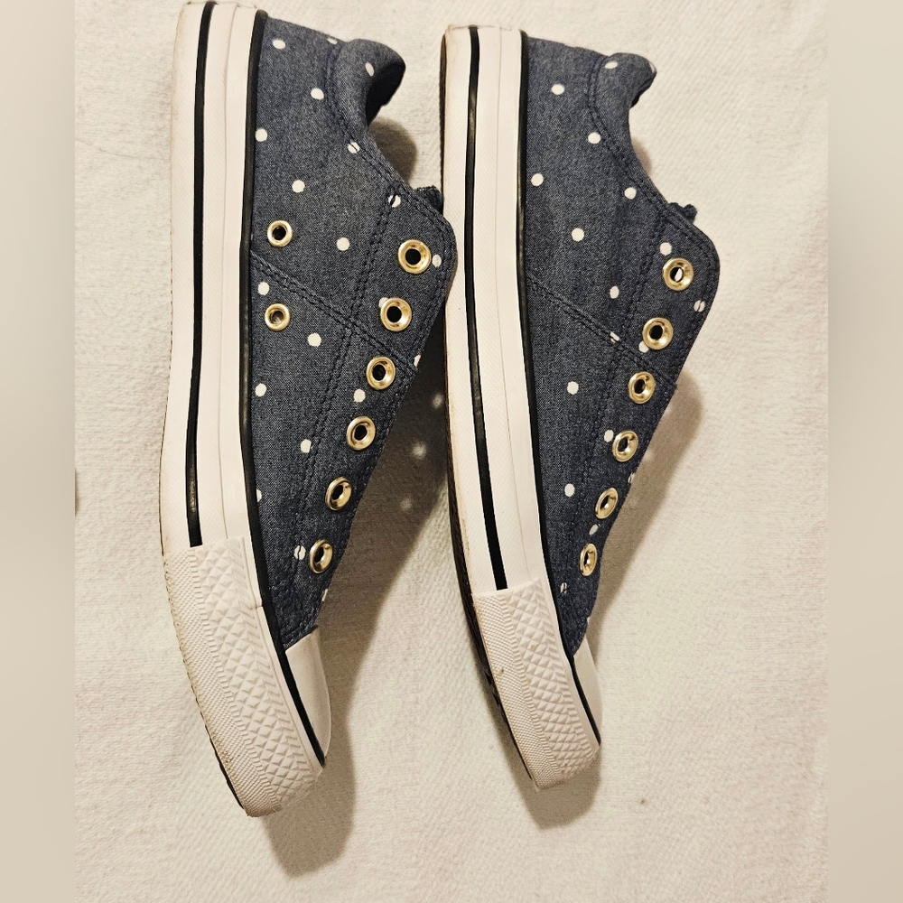 Converse All Star Blue Polka Dot Low Top Sneakers Womans Size 9 Like New - Picture 3 of 6